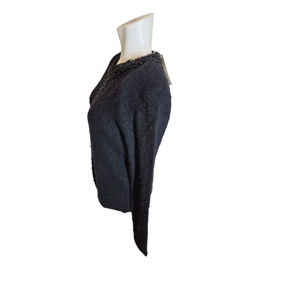 Anne Klein VTG 90s Y2K Beaded Sweater Lambswool Angora Sweater Black Sz S NEW - Picture 2 of 6